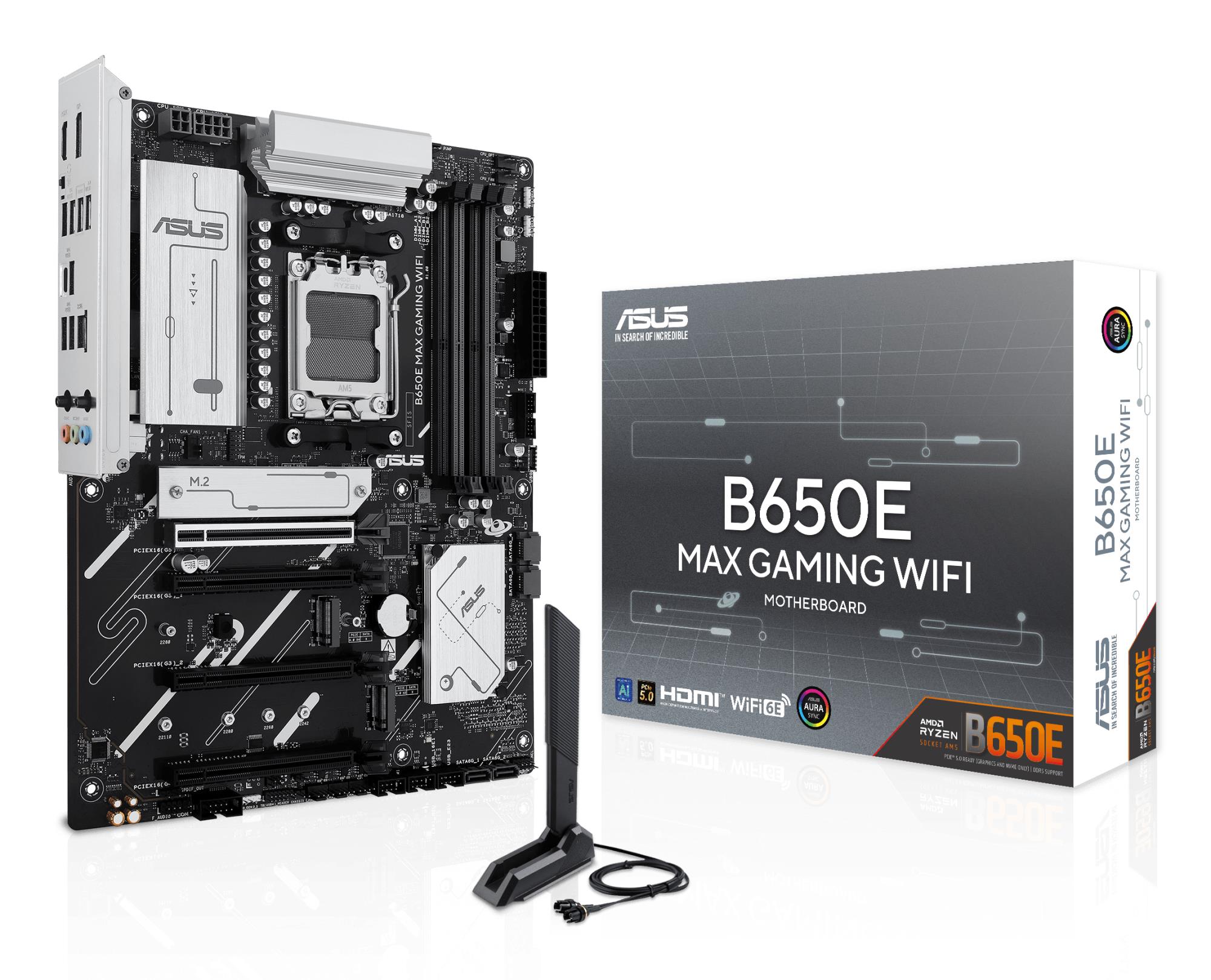 Mainboard|ASUS|AMD B650|SAM5|ATX|Memory DDR5|Memory slots 4|2xPCI-Express 3.0 16x|1xPCI-Express 4.0 16x|1xPCI-Express 5.0 16x|3xM.2|1xHDMI|1xDisplayPort|2xUSB 2.0|5xUSB 3.2|1xUSB-C|1xRJ45|3xAudio port|B650EMAXGAMINGWIFI