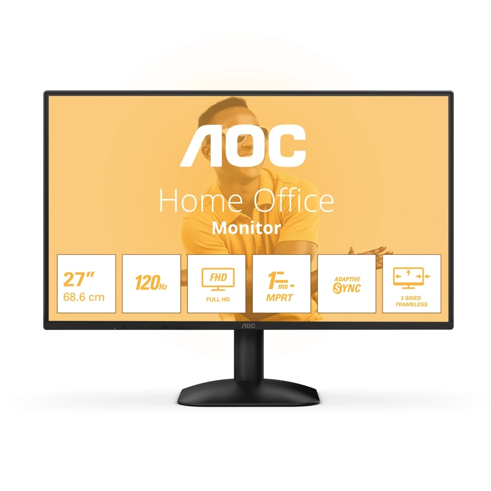 AOC - 27B31H - 27 " - IPS - FHD - 16:9 - 120 Hz - 1 ms - 1920 x 1080 pixels - 300 cd/m² - HDMI ports quantity 1 - Black