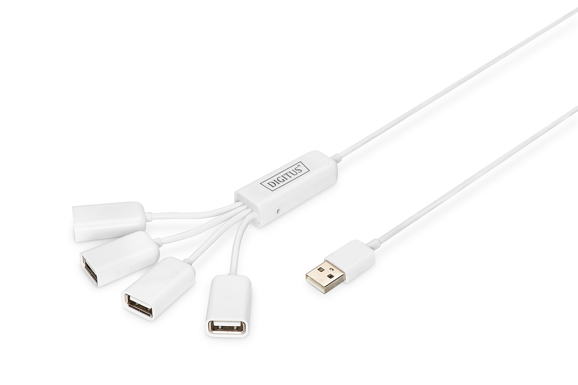 Digitus - USB 2.0 Cable Hub, 4-Port 4x USB A/F, 1x USB A male, DC2.5mm (PSU not incl.) - DA-70216