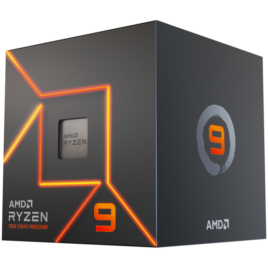 AMD CPU Desktop Ryzen 9 12C/24T 7900 (5.4GHz Max Boost,76MB,65W,AM5) box, with Radeon Graphics and Wraith Prism Cooler