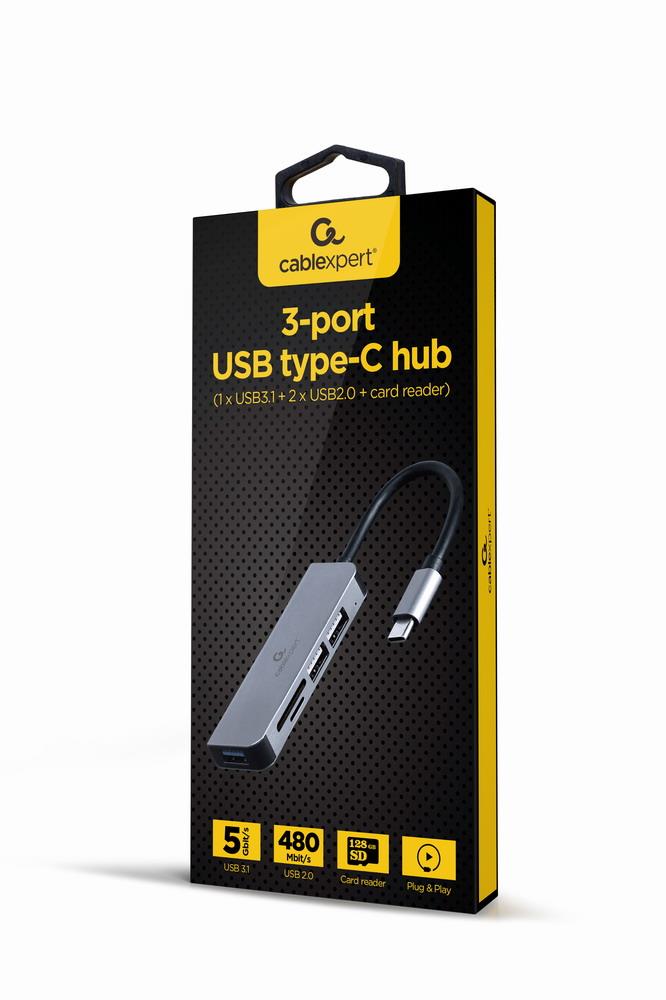I/O HUB USB-C 3PORT+CR/UHB-CM-CRU3P1U2P2-01 GEMBIRD