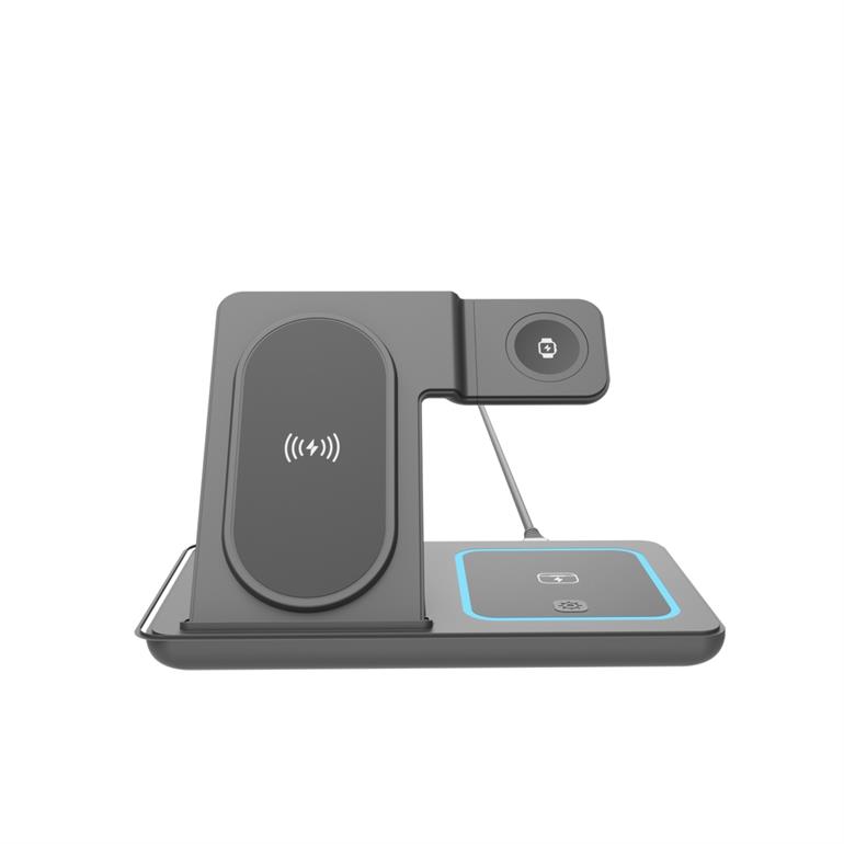 Gembird 3-in-1 foldable wireless charger stand, 15 W, Samsung watch - TA-WPC31S-01-BK