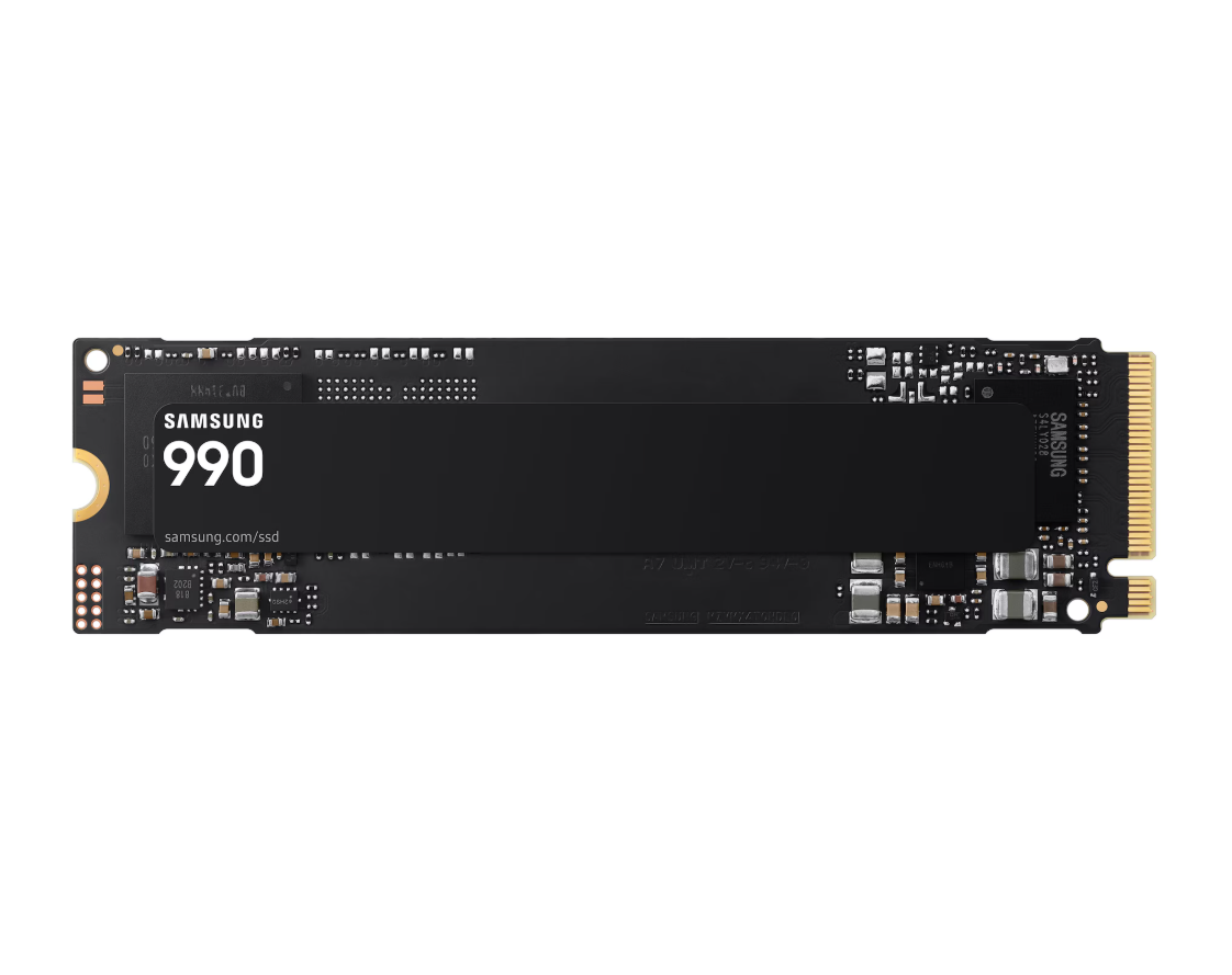 Samsung 990 - 2000 GB - SSD form factor M.2 2280 - Solid-state drive interface PCIe 4.0 x4 NVMe - Read speed 7250 MB/s - Write speed 6450 MB/s