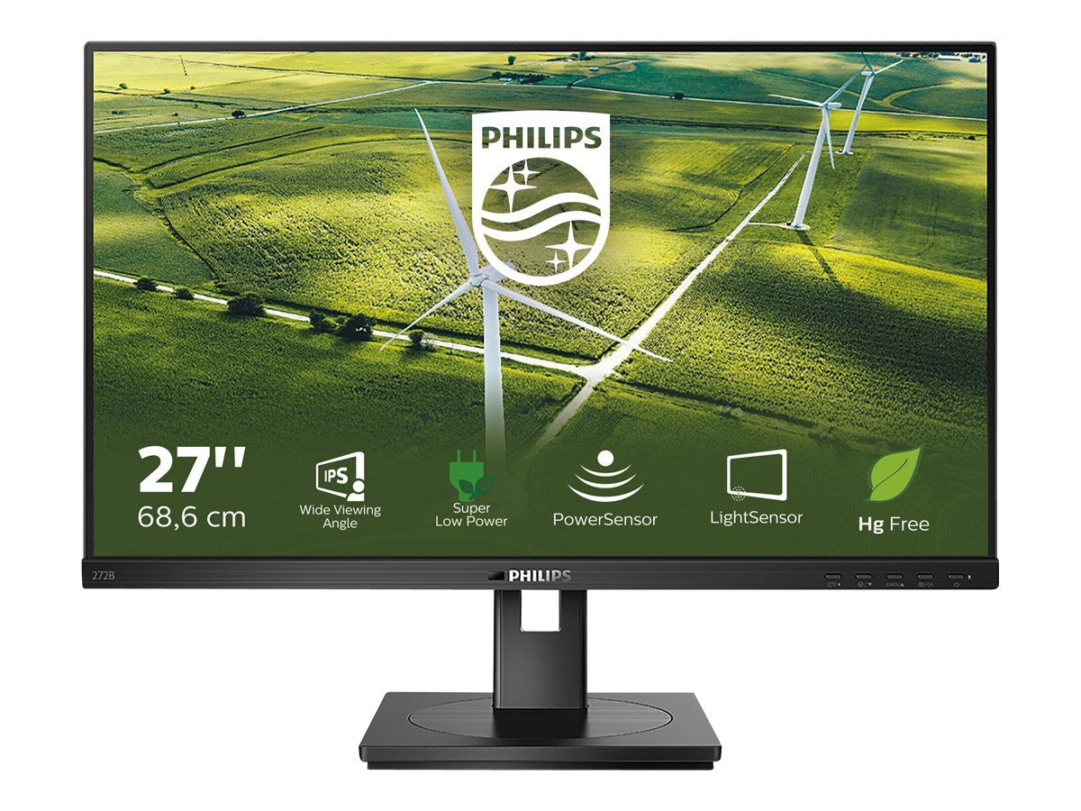 Philips - 272B1G/00 - 27 " - IPS - 16:9 - 75 Hz - 4 ms - 1920 x 1080 pixels - 250 cd/m² - HDMI ports quantity 1 - Black