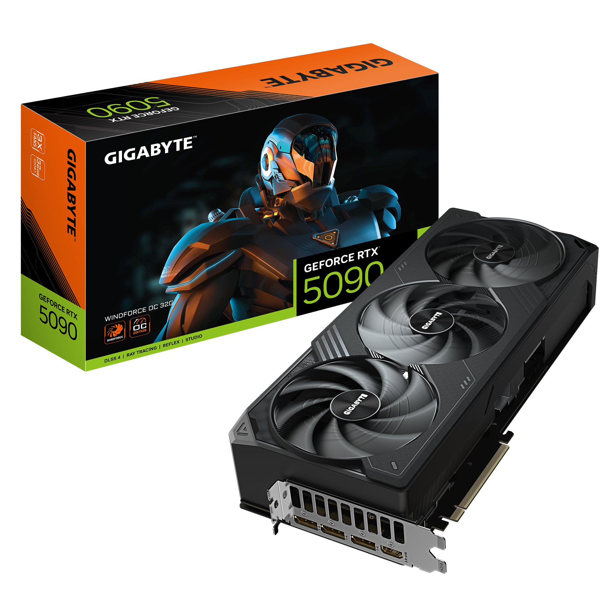 Gigabyte GeForce RTX 5090 WINDFORCE OC 32G - NVIDIA - 32 GB - GeForce RTX 5090 - GDDR7 - HDMI ports quantity 1 - PCI-E 5.0