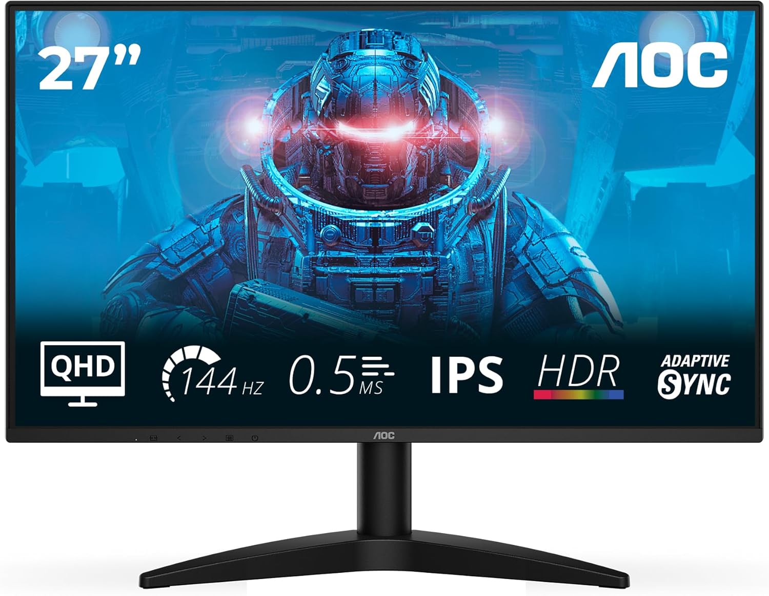 AOC - Q27B36X - 27 " - IPS - QHD - 16:9 - 144 Hz - 4 ms - 2560 x 1440 pixels - 300 cd/m² - HDMI ports quantity 1 - Black