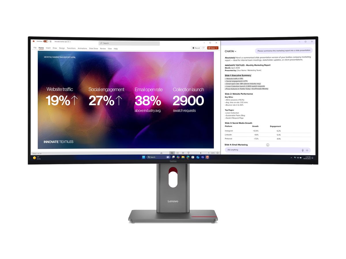 Lenovo - ThinkVision P40WD-40 - 39.7 " - IPS - WUHD - 21:9 - 120 Hz - 4ms GtG (Extreme mode) / 6ms GtG (Typical mode) ms - 5120 x 2160 pixels - 400 cd/m² - HDMI ports quantity 1 - Eclipse Black