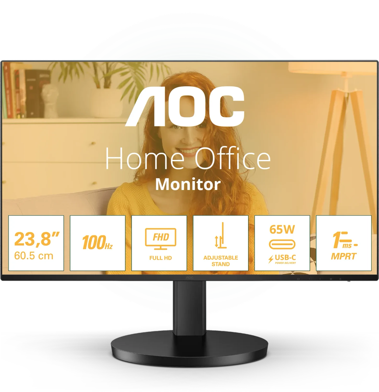 AOC - 24B3CF2 - 23.8 " - IPS - FHD - 16:9 - 120 Hz - 4 ms - 1920 x 1080 pixels - 300 cd/m² - HDMI ports quantity 1 - Black