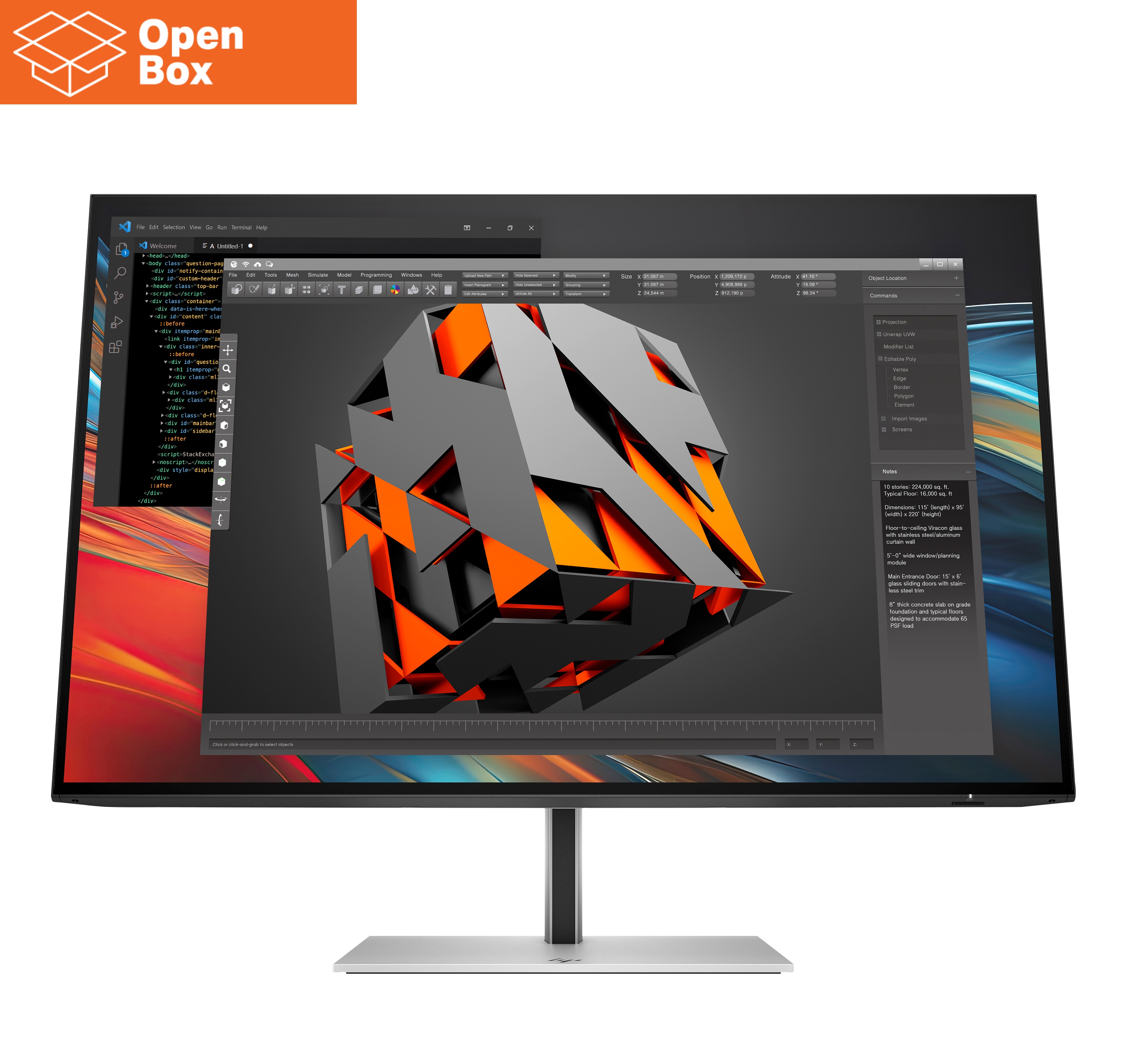 HP 724pn Series 7 Pro WUXGA Monitor - OPENBOX - 24" 1920x1200 WUXGA 350-nit 100Hz AG, IPS, HDMI/DisplayPort Daisy-Chain, 4x USB-A, height adjustable/tilt/swivel/pivot, 3 years (replaces Z24n G3)