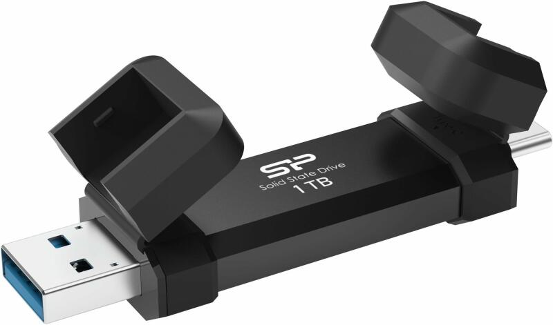 Silicon Power Portable External SSD - DS72 - 1000 GB - USB Type-A, USB Type-C 3.2 Gen 2 - Black