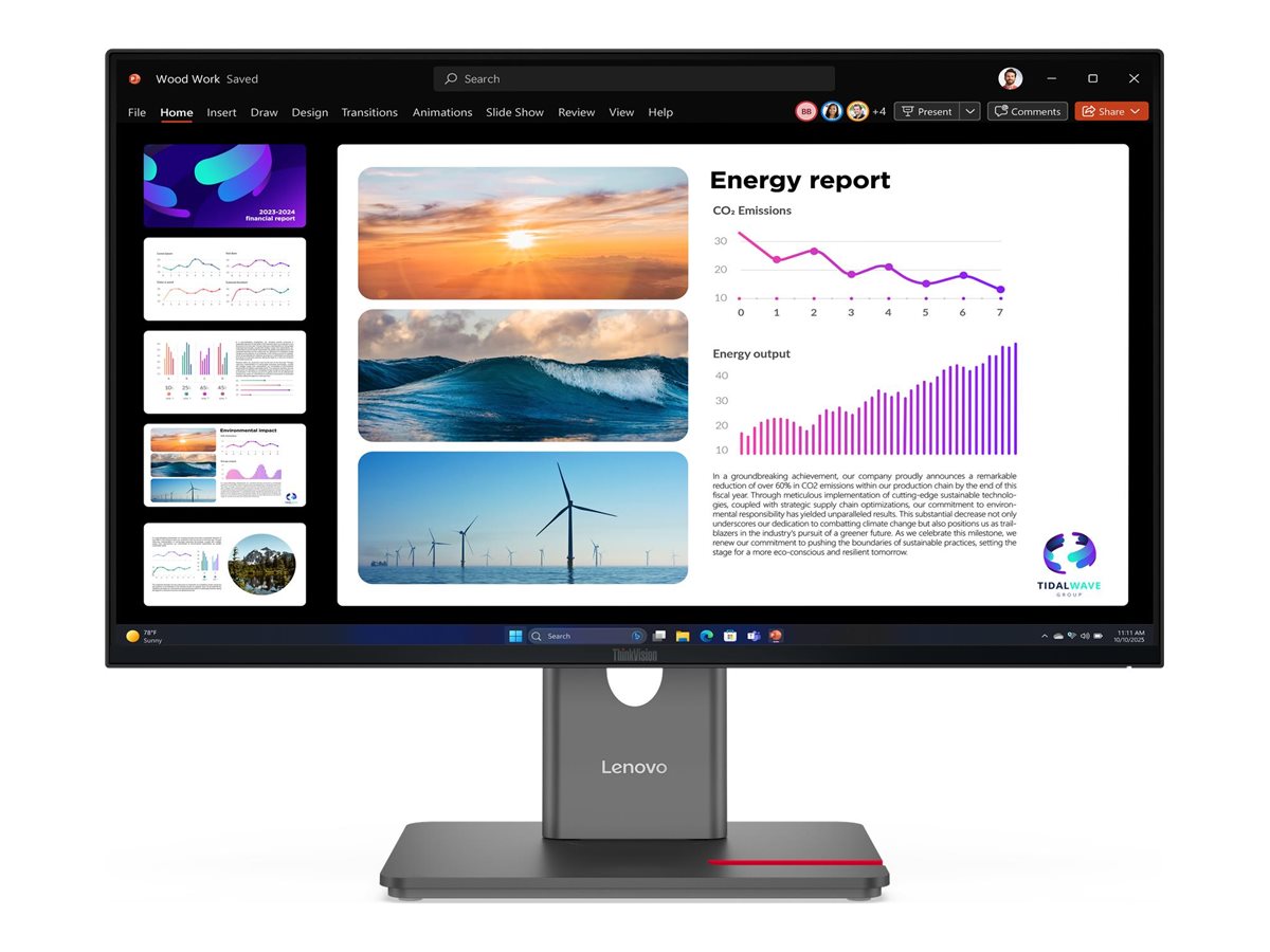Lenovo - ThinkVision P24q-40 - 23.8 " - IPS - 16:9 - 120 Hz - 4 ms - 2560 x 1440 pixels - 300 cd/m² - HDMI ports quantity 1 - Raven Black - Warranty 36 month(s)
