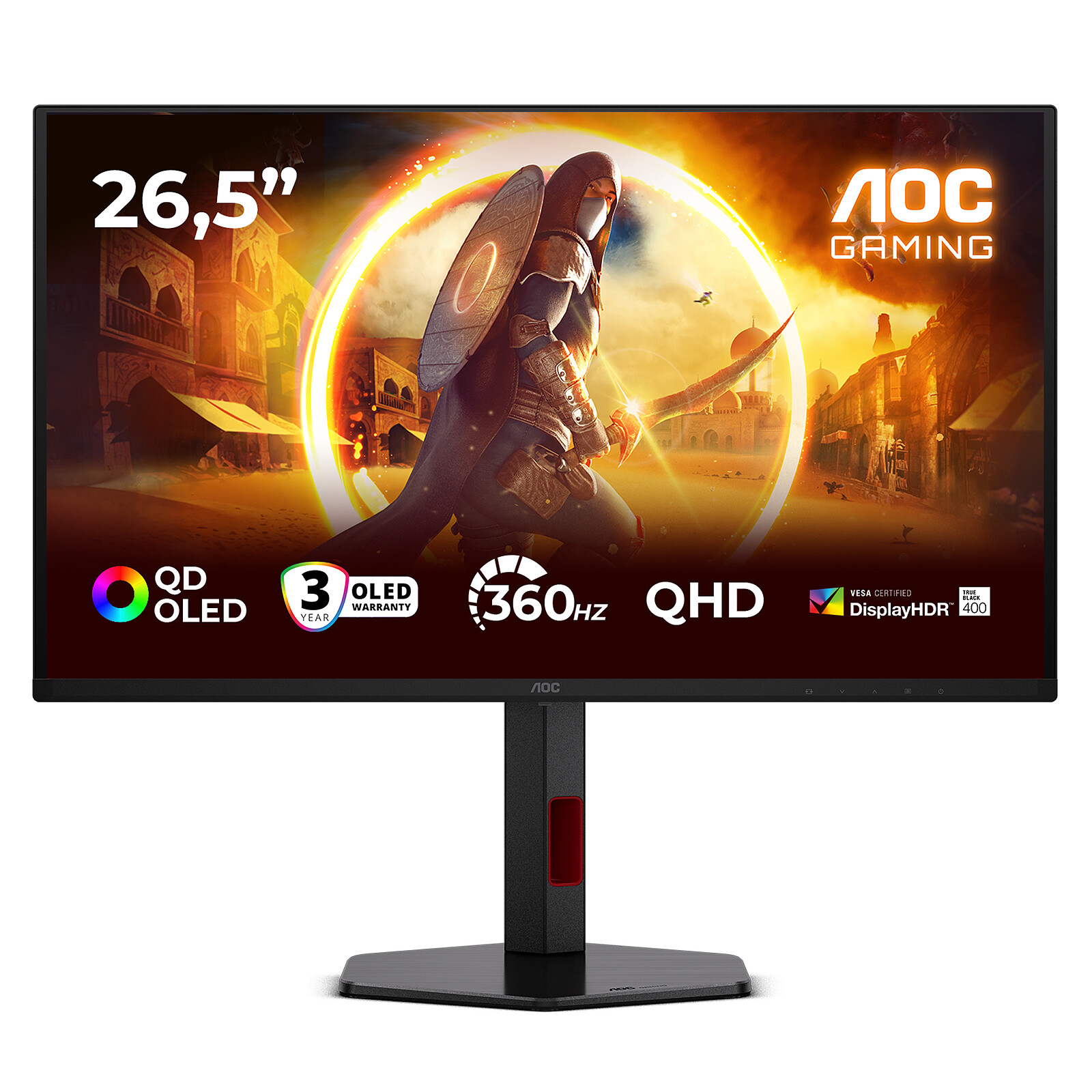AOC - Q27G4SDR - 27 " - QD-OLED - QHD - 16:9 - 360 Hz - 0.03 ms - 2560 x 1440 pixels - 1000 cd/m² - HDMI ports quantity 2 - Black