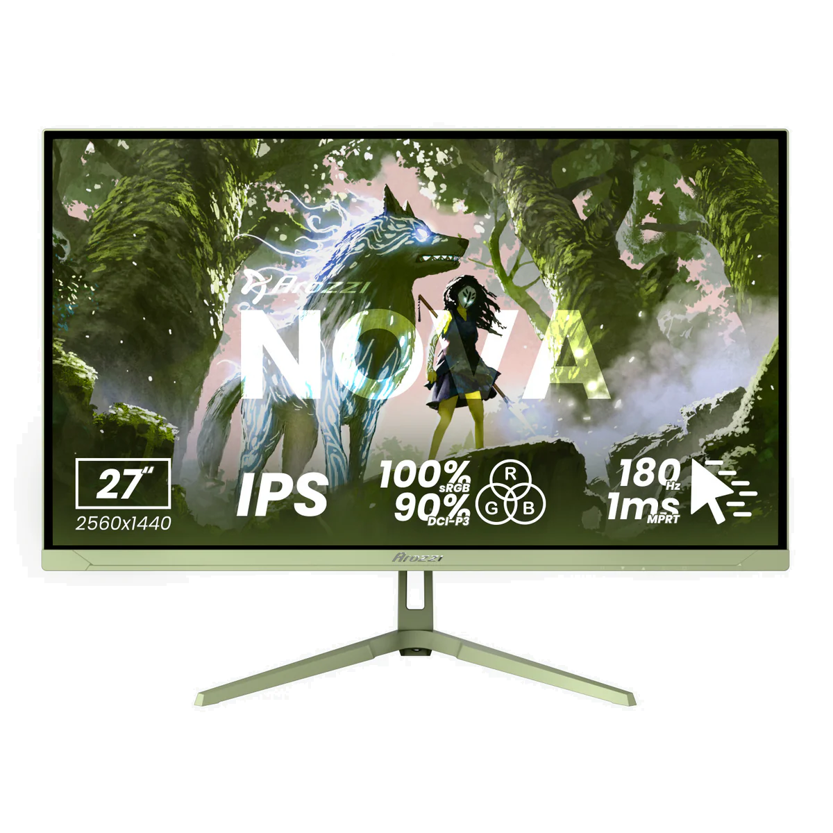 Arozzi - Nova - 27 " - IPS - QHD - 16:9 - 260 Hz - 1 ms - 2560 x 1440 pixels - 350 cd/m² - HDMI ports quantity 2 - Forest Green