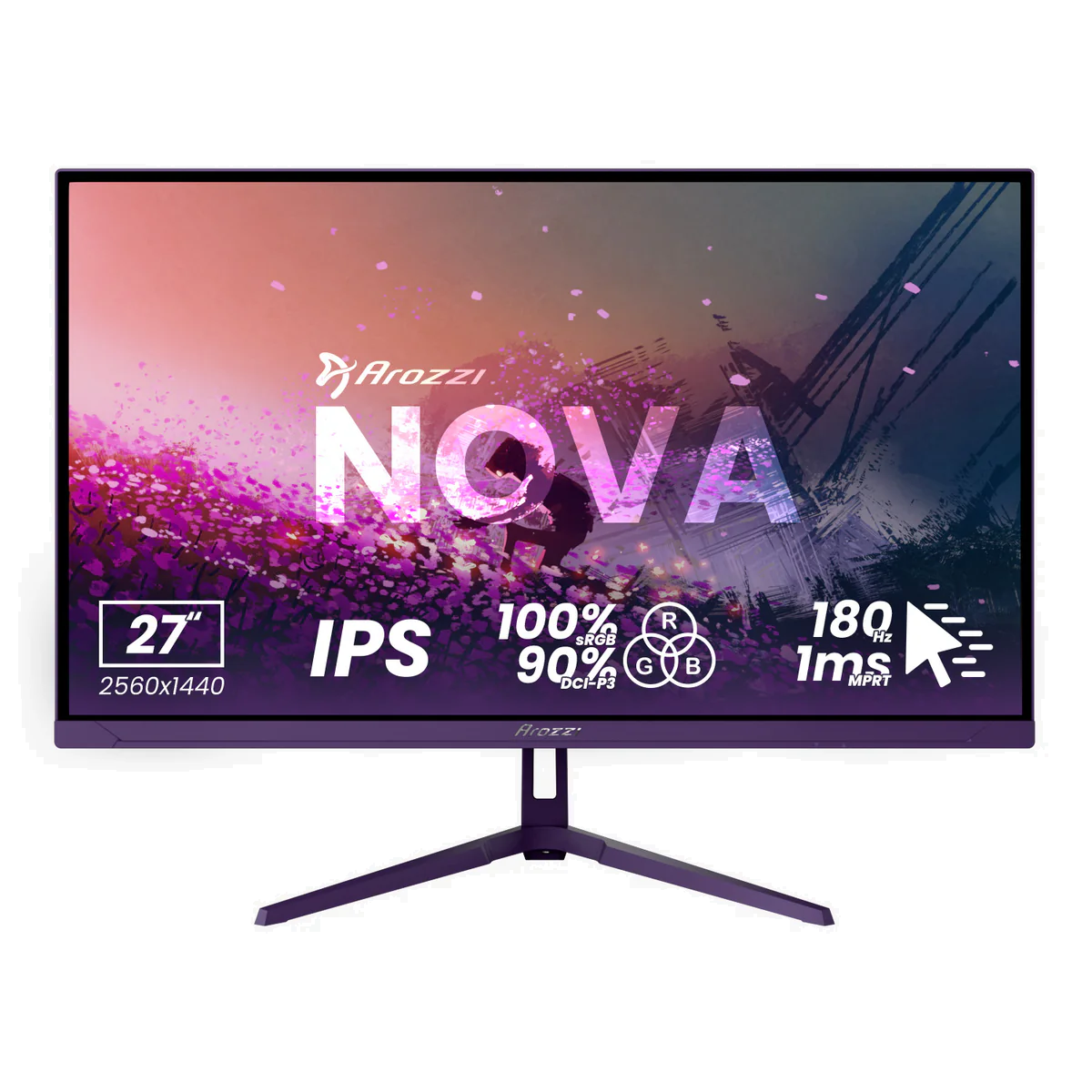 Arozzi - Nova - 27 " - IPS - QHD - 16:9 - 180 Hz - 1 ms - 2560 x 1440 pixels - 350 cd/m² - HDMI ports quantity 2 - Purple