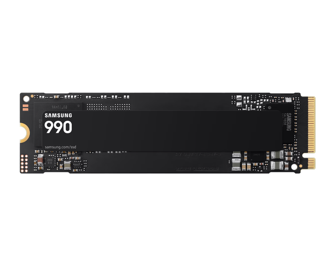 Samsung SSD - 990 - 1000 GB - SSD form factor M.2 2280 - Solid-state drive interface PCIe 4.0 x4, NVMe 2.0 - Read speed 7150 MB/s - Write speed 6450 MB/s