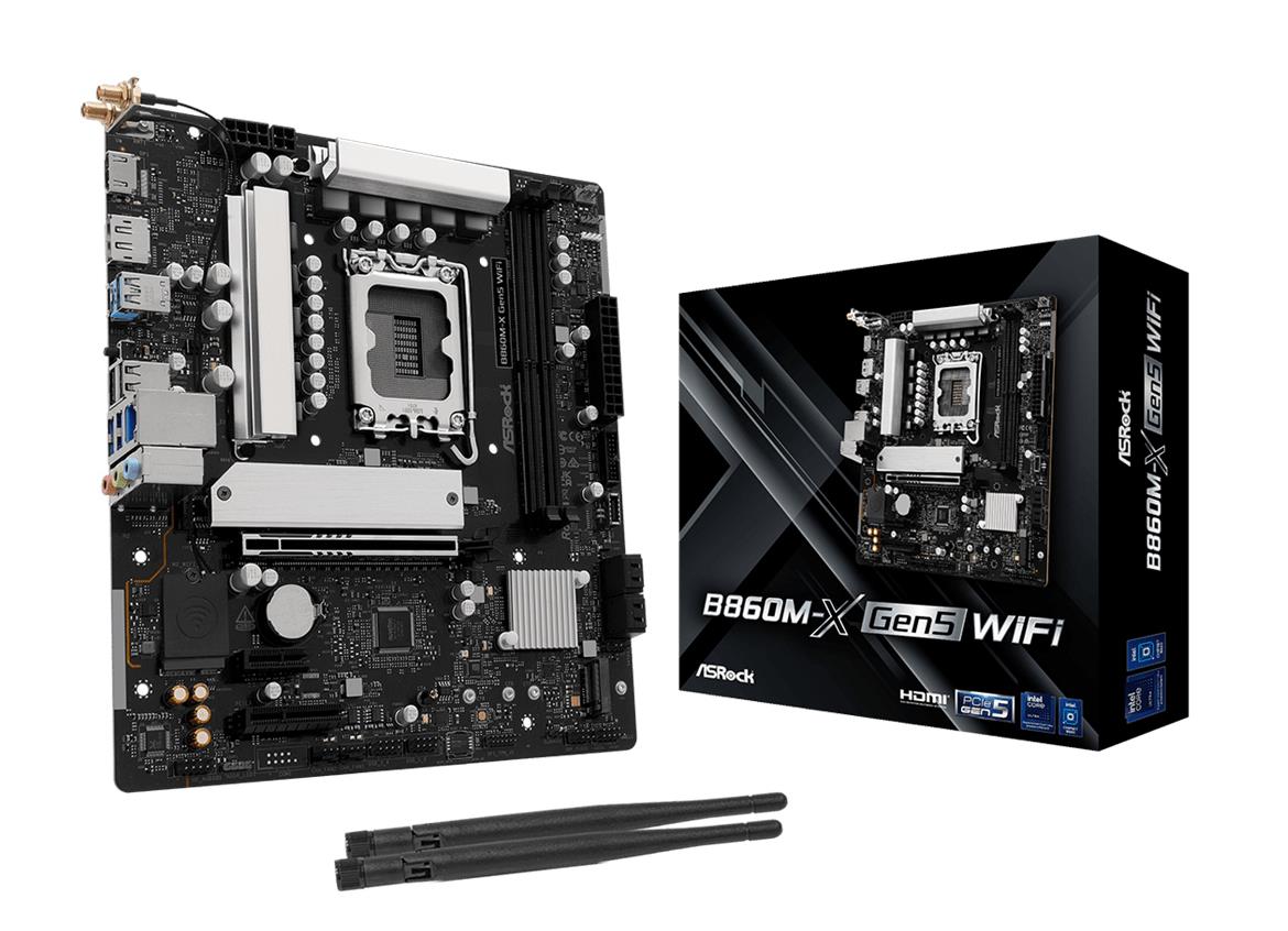Mainboard|ASROCK|Intel B860|LGA 1851 (Socket V1)|micro ATX|RAM DDR5-SDRAM|2xSlots|Wi-Fi Yes|Bluetooth Yes|1xNumber of M.2 (M) slots|B860M-XGEN5WIFI