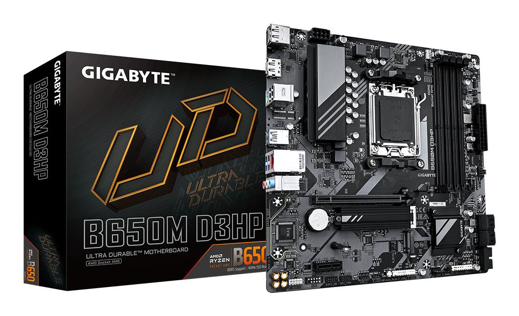 Mainboard|GIGABYTE|AMD B650|Socket AM5|micro ATX|RAM DDR5-SDRAM|4xSlots|2xNumber of M.2 (M) slots|B650M D3HP (rev. 1.3)|B650MD3HP1.3