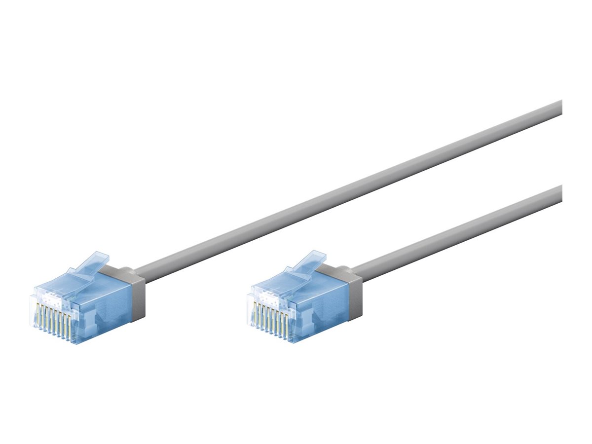 Goobay 74219 Ultra-Flexible CAT 6A Patch Cable, Slim, U/UTP, 0,15 m, Grey - Goobay