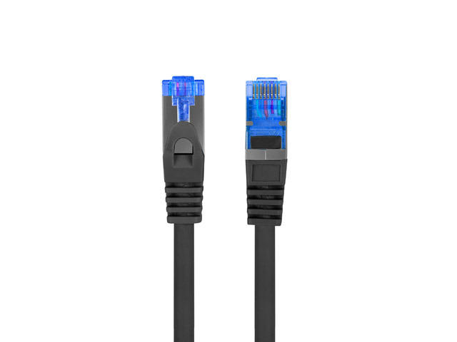 Lanberg - Patchcord Cat.6A S/FTP LSZH CCA Black Fluke Passed - PCF6A-10CC-0050-BK - 0.5 m - Black