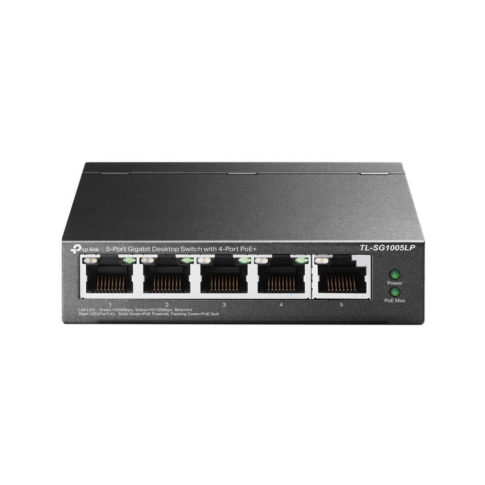 TP-LINK - Switch - TL-SG1005LP - Unmanaged - Desktop - PoE+ ports quantity 4 - Power supply type External