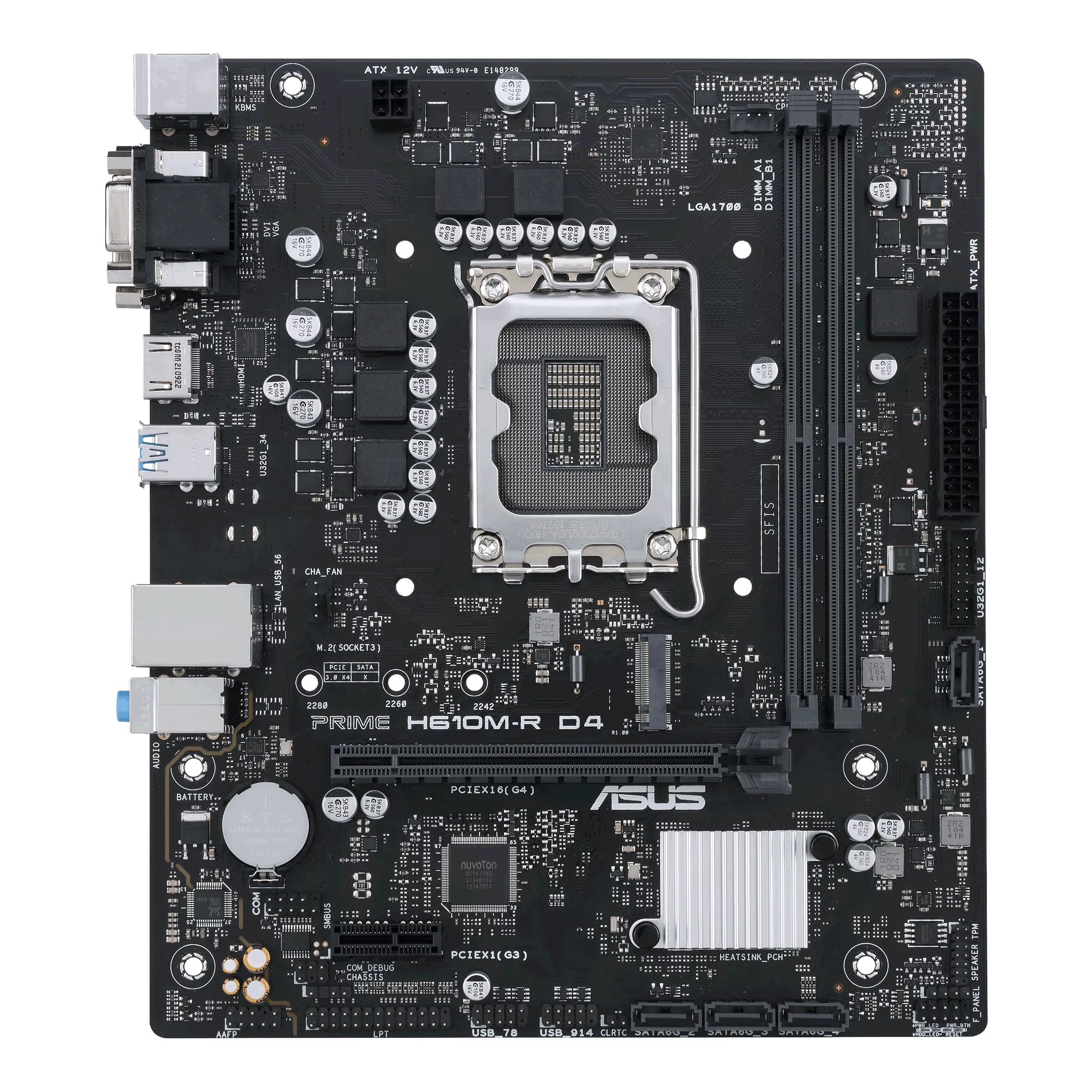 Asus - PRIME H610M-R D4-SI - Processor family Intel - Processor socket LGA1700 - DDR4 DIMM - Memory slots 2 - Supported hard disk drive interfaces SATA, M.2 - Number of SATA connectors 4 - Chipset Intel H610 - Mic-ATX