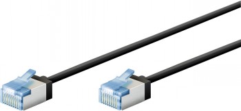 GOOBAY ULTRA-FLEX CAT6A VERKKOKAAPELI, 0.5M, U/FT, LSZH, SLIM, EXTRA-SHORT PLUGS, BLACK