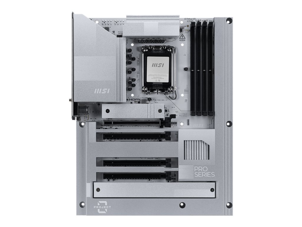 MSI PRO Z890-S WIFI PZ - Processor family Intel - Processor socket LGA1851 - DDR5 - Supported hard disk drive interfaces SATA, M.2 - Number of SATA connectors 4