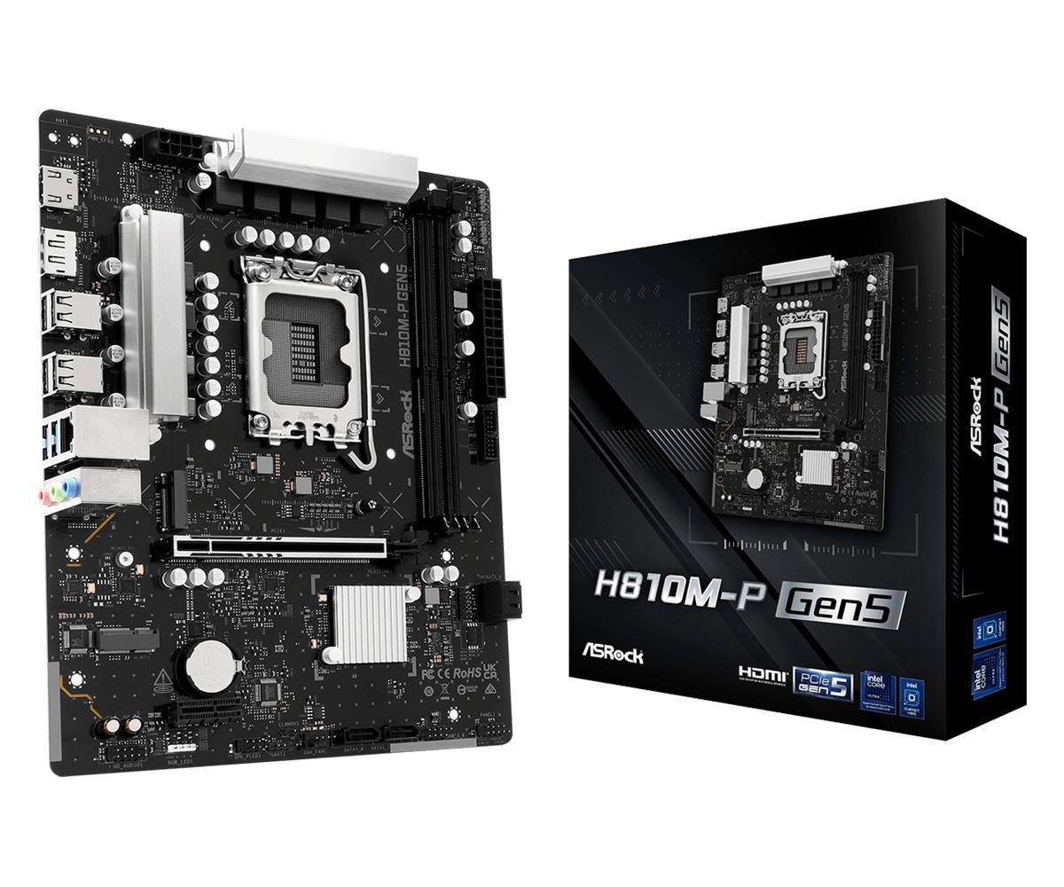 Mainboard|ASROCK|Intel H810|LGA 1851 (Socket V1)|micro ATX|RAM DDR5-SDRAM|2xSlots|1xNumber of M.2 (M) slots|H810M-PGEN5