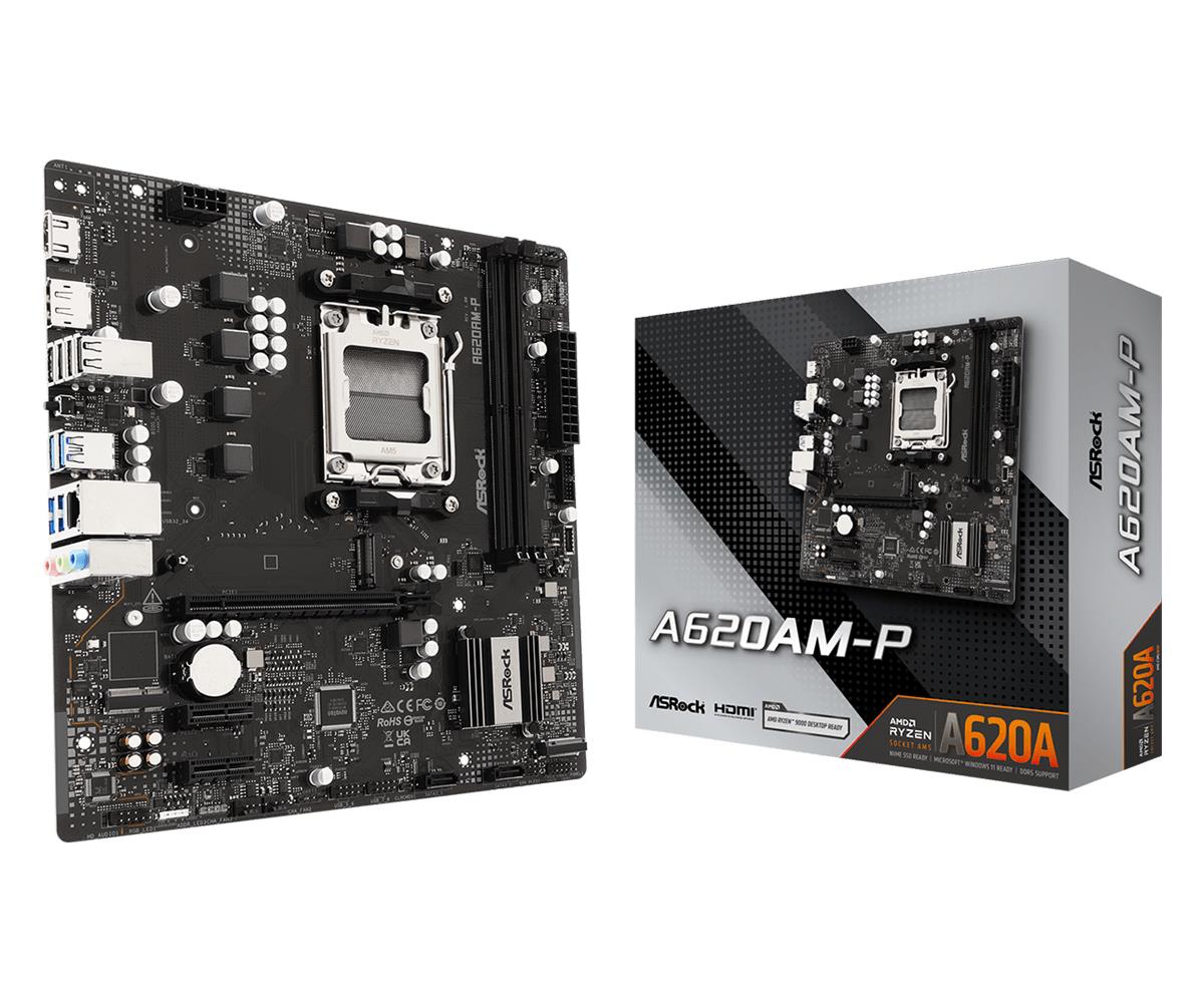 Mainboard|ASROCK|AMD A620A|Socket AM5|micro ATX|RAM DDR5-SDRAM|2xSlots|1xNumber of M.2 (M) slots|A620AM-P