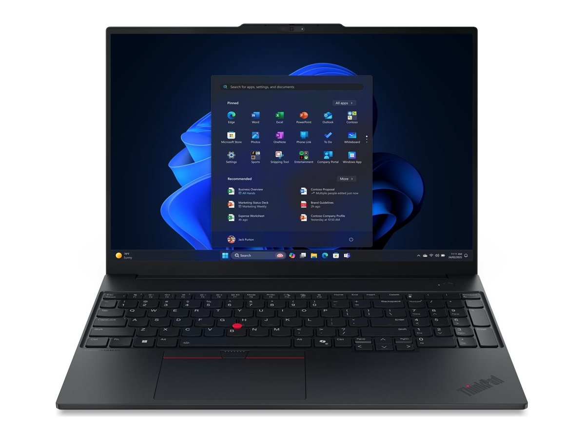 Lenovo ThinkPad E16 G3 Intel - Black - 16 " - IPS - WUXGA - 1920 x 1200 pixels - Anti-glare - Intel Core Ultra 7 - 258V - 32 GB - Soldered LPDDR5X - Solid-state drive capacity 512 GB - Intel Arc Graphics 140V - Windows 11 Pro - 802.11ax - Bluetooth versio