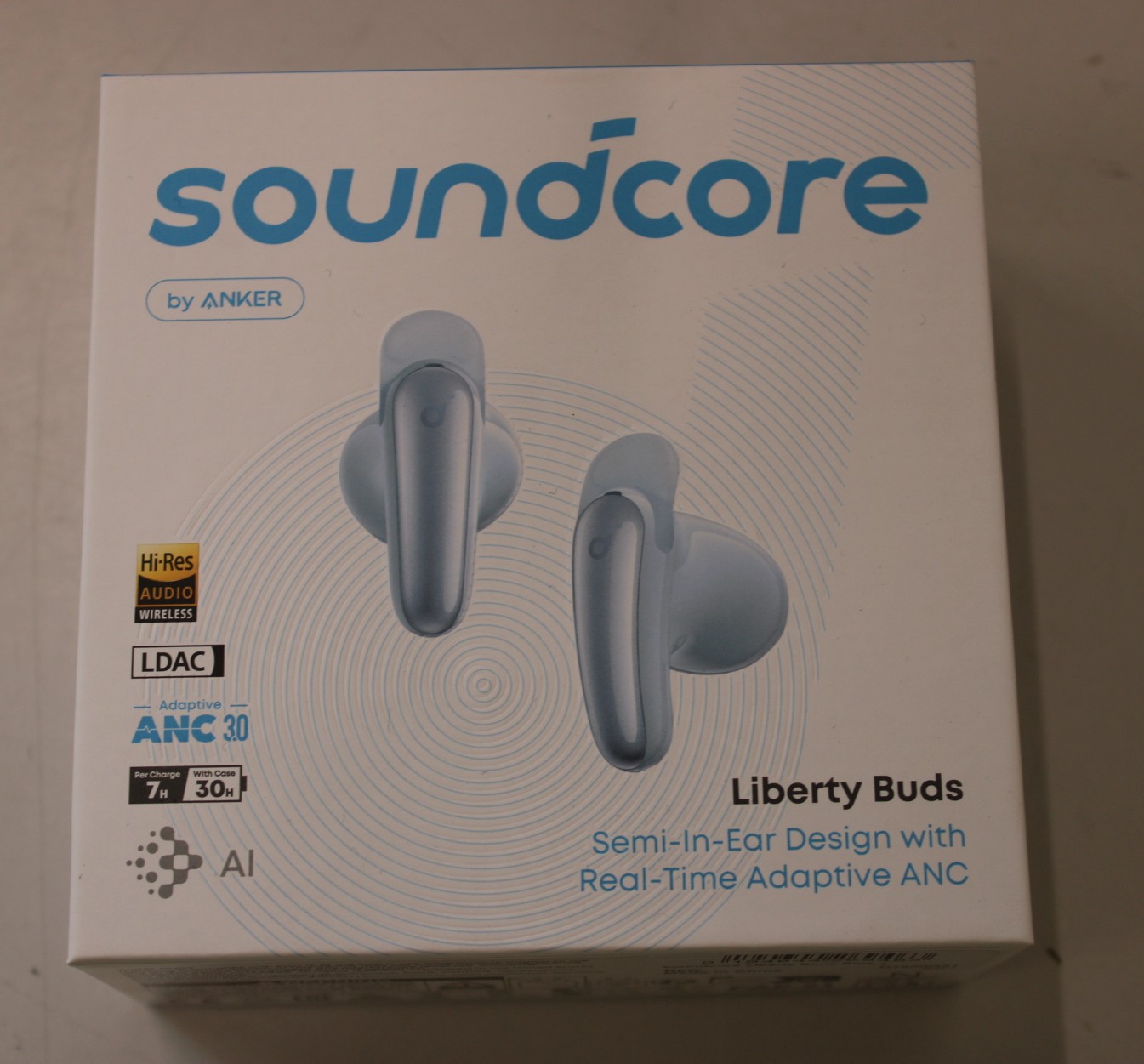 SALE OUT. - Anker Soundcore True wireless earphones - Liberty Buds - Bluetooth - Semi-in-ear - Microphone - Light Blue - Noise canceling - Noise reduction - DEMO - Warranty 24 month(s) - Wireless