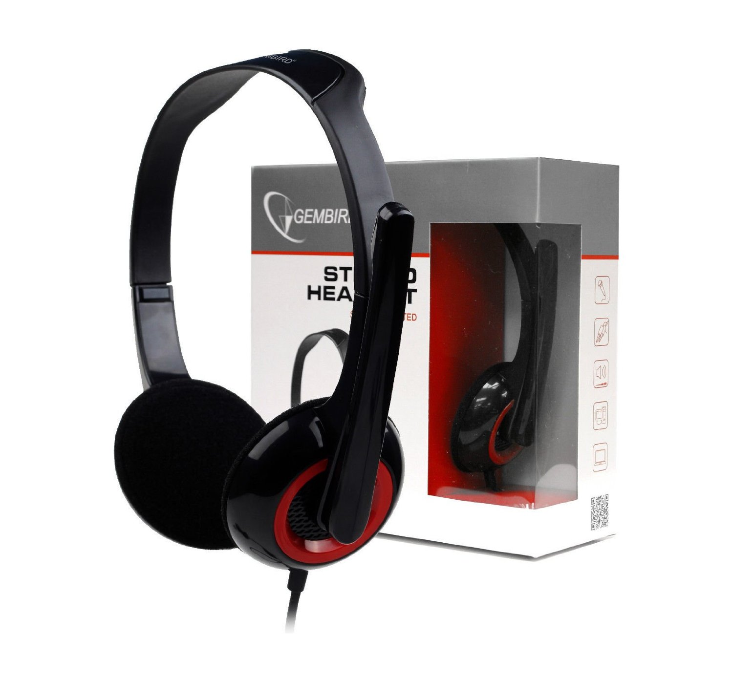 Gembird - MHS-002 Stereo headset - Built-in microphone - 3.5 mm - Black/Red