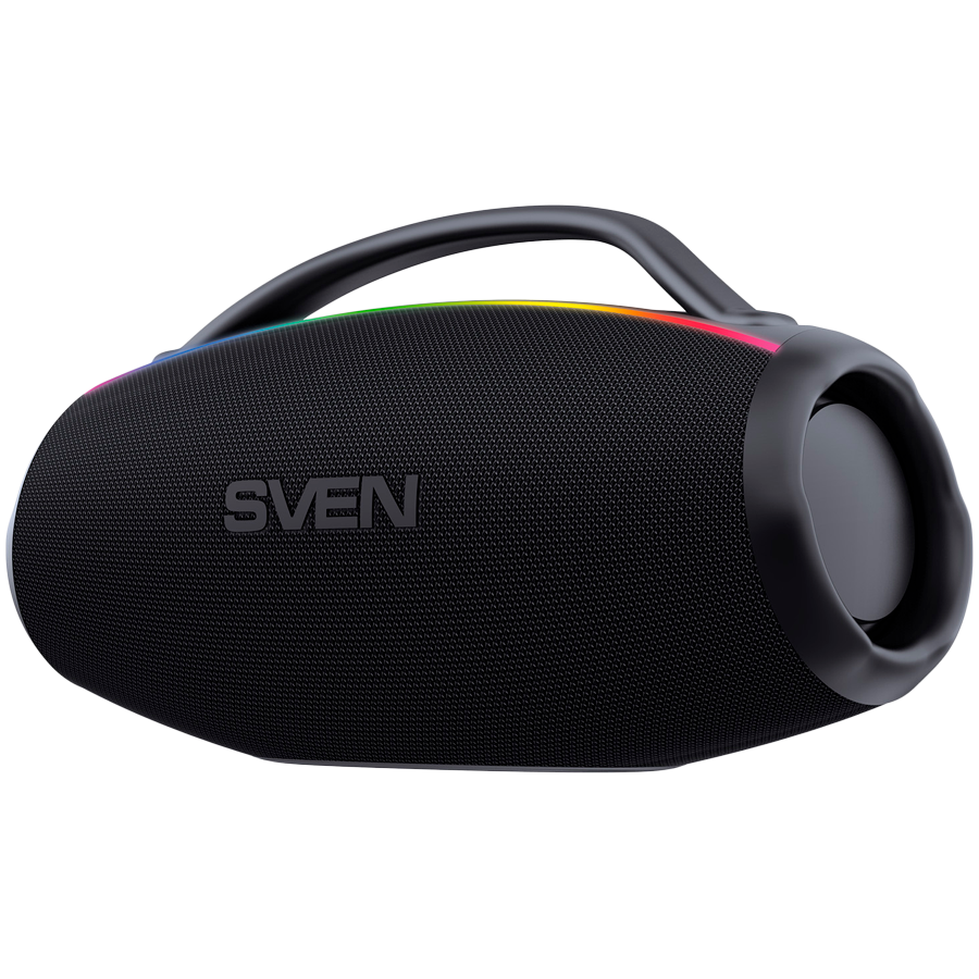2.1 portable speaker SVEN PS-399, black, power output 50+2x25W (RMS), Auracast, Waterproof (IPx5), TWS, Bluetooth, USB, lithium battery