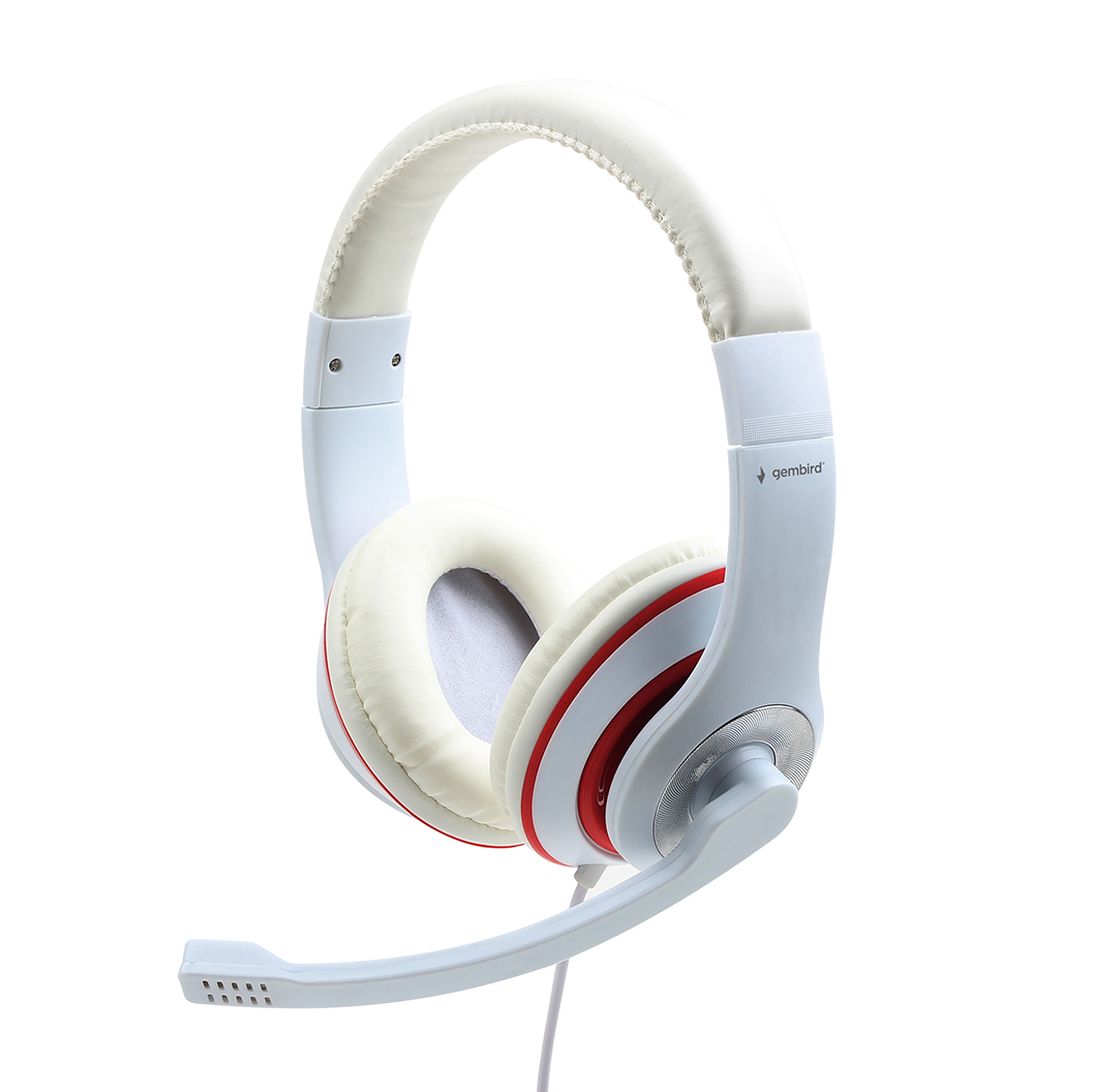 Gembird - Stereo Headset - MHS 03 WTRD - 3.5 mm - White with Red Ring - Headset