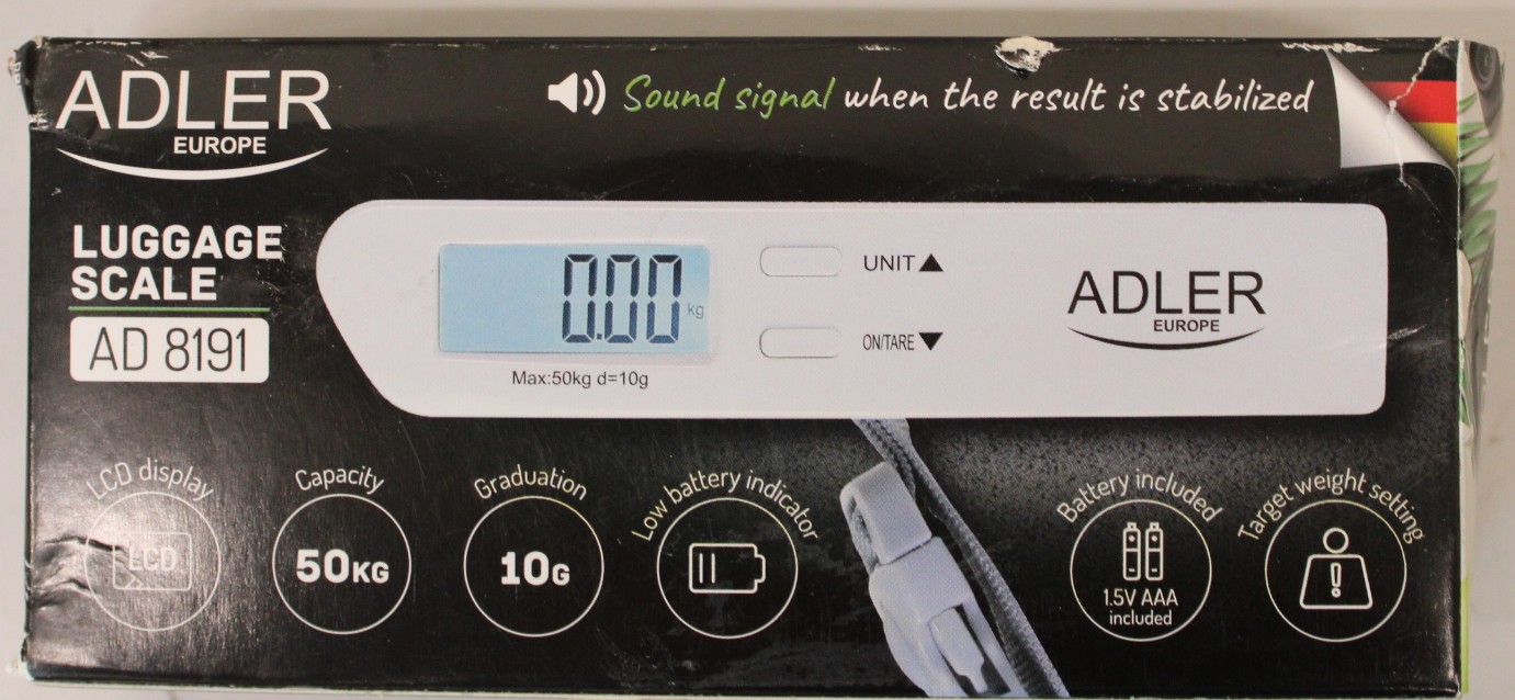 SALE OUT. Adler Travel Luggage Scale - AD 8191 - Maximum weight (capacity) 50 kg - Accuracy 10 g - Grey - DAMAGED PACKAGING