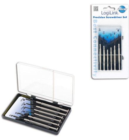 Logilink - Small Screwdriver Set, 6pcs - Incl. transport boxThe set includes1x slot driver 1.4 mm1x slot driver 2.0 mm1x slot driver 2.4 mm1x slot driver 3.0 mm1x Cross slot driver 0 mm1x Cross slot driver 1 mm