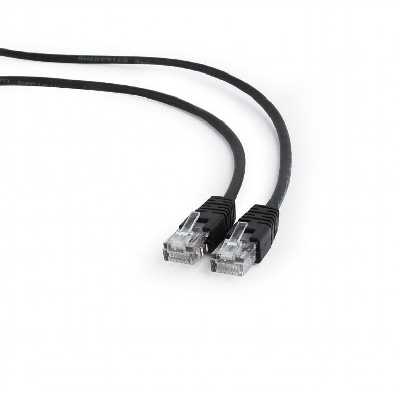 Gembird PP12-1M/BK Black Patch cord cat. 5E molded strain relief 50u" - Gembird