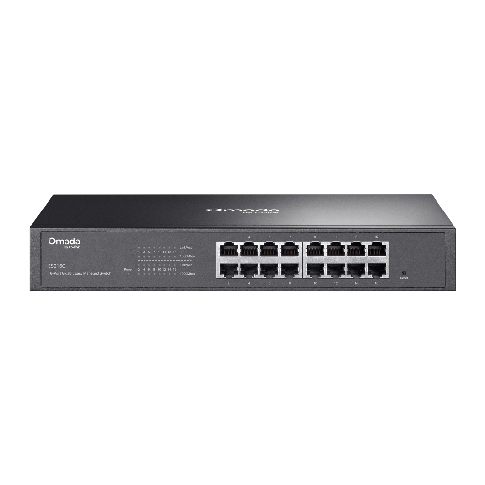 TP-LINK - ES216G - Omada 16-Port Gigabit Easy Managed Switch - Desktop/Rackmountable - Managed - Power supply type 100-240 V, 50/60 Hz