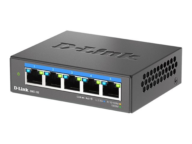 D-Link - DMS-105/E - 5-Port 2.5G Multi-Gigabit Desktop Switch - Desktop - Unmanaged