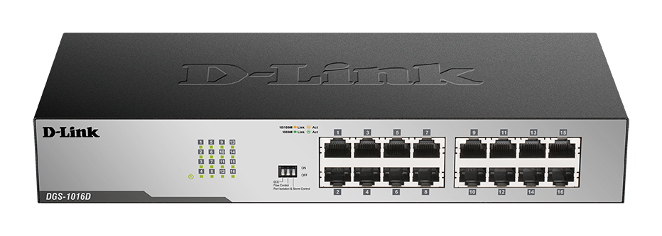 D-Link - 16-Port Gigabit Unmanaged Desktop Switch - DGS-1016D - Unmanaged - Desktop