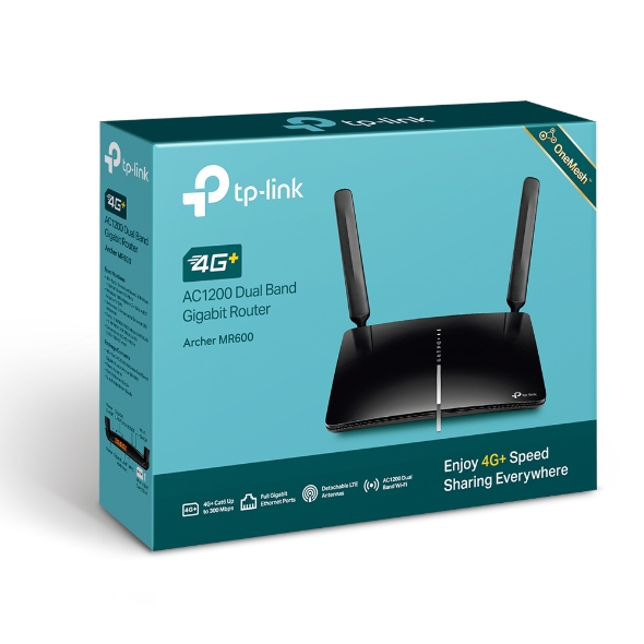 TP-LINK - 4G+ LTE Router - Archer MR600 - 802.11ac - 300+867 Mbit/s - 10/100/1000 Mbit/s - Ethernet LAN (RJ-45) ports 3 - Mesh Support No - MU-MiMO No - 4G - Antenna type 2xDetachable