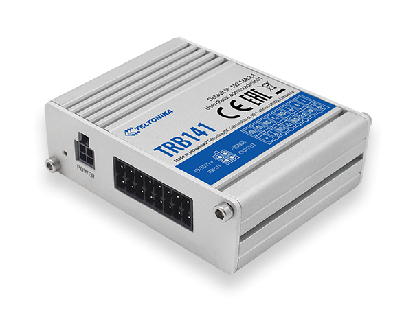LTE Gateway: No WiFi, 4G, Input/Output, Micro USB - Teltonika - LTE Gateway - TRB141 - No Wi-Fi - Ethernet LAN (RJ-45) ports 0 - Mesh Support No - MU-MiMO No - 2G/3G/4G - Antenna type 1 x SMA for LTE - 1 x Virtual network interface via micro USB