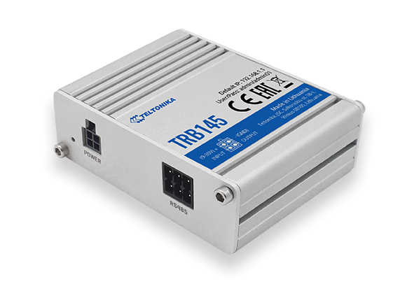 LTE Gateway: No WiFi, 4G, SIM, R485 port, Micro USB - Teltonika - LTE Gateway - TRB145 - No Wi-Fi - Ethernet LAN (RJ-45) ports 0 - Mesh Support No - MU-MiMO No - 2G/3G/4G - Antenna type 1 x SMA for LTE - 1 x Virtual network interface via micro USB
