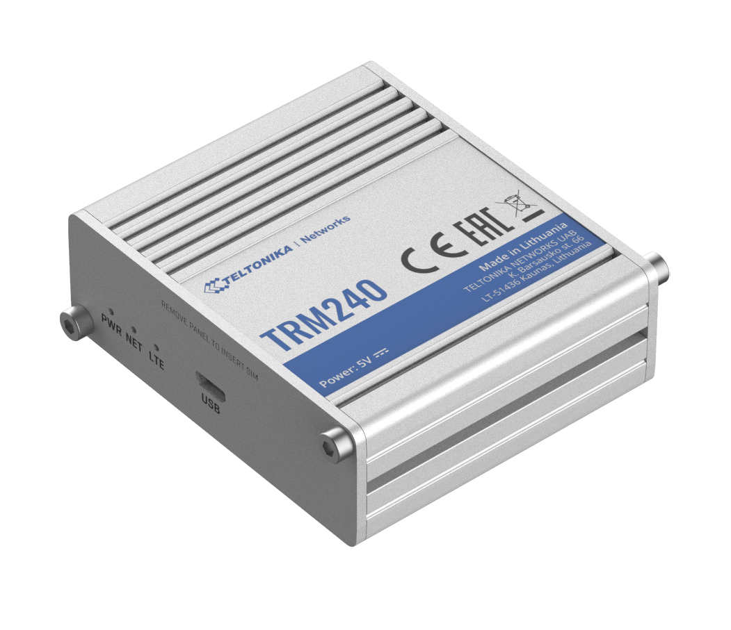 Teltonika - LTE Modem - TRM240 - No Wi-Fi - Mesh Support No - MU-MiMO No - 2G/3G - Antenna type 1xSMA for LTE - 1 x microUSB