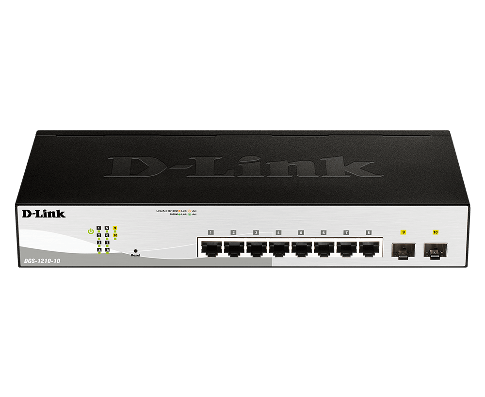 D-Link - 10-Port Gigabit Smart Managed Switch - DGS-1210-10 - Managed L2+ - Rackmountable