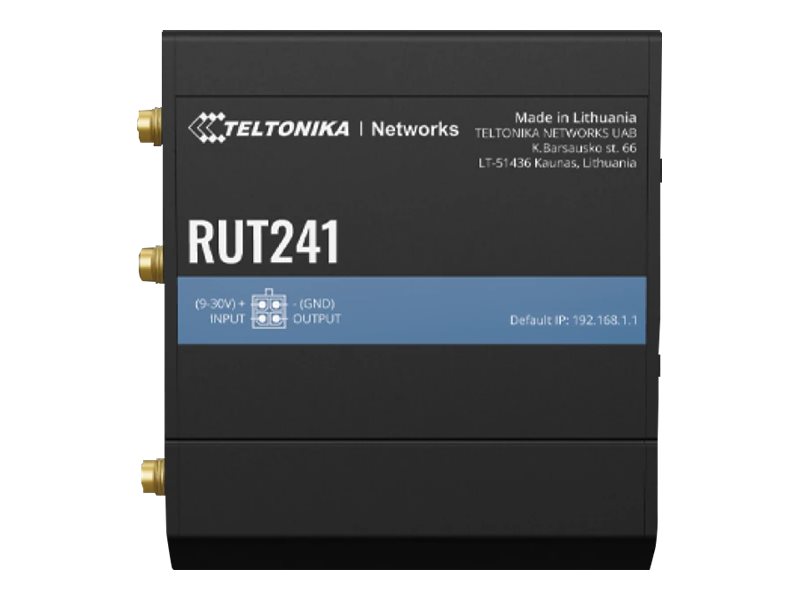 Teltonika - LTE Router - RUT241 - 802.11n - 10/100 Mbit/s - Ethernet LAN (RJ-45) ports 1 - Mesh Support No - MU-MiMO No - 2G/3G/4G - Antenna type 2 x SMA for LTE, 1 x RP-SMA for WiFi