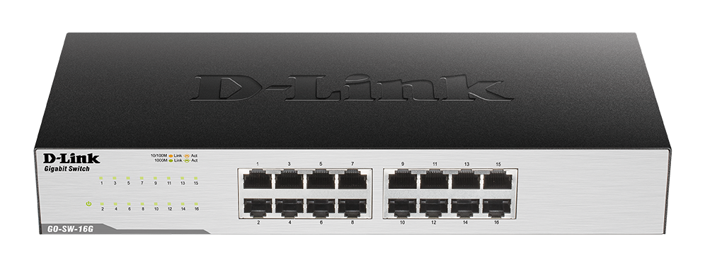 D-Link - 16-Port Gigabit Easy Desktop Switch - GO-SW-16G/E - Unmanaged - Desktop/Rackmountable - 24 month(s)