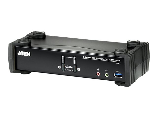 Aten CS1922 2-Port USB 3.0 4K DisplayPort KVMP Switch - Aten - 2-Port USB 3.0 4K DisplayPort KVMP™ Switch (Cables included) - CS1922