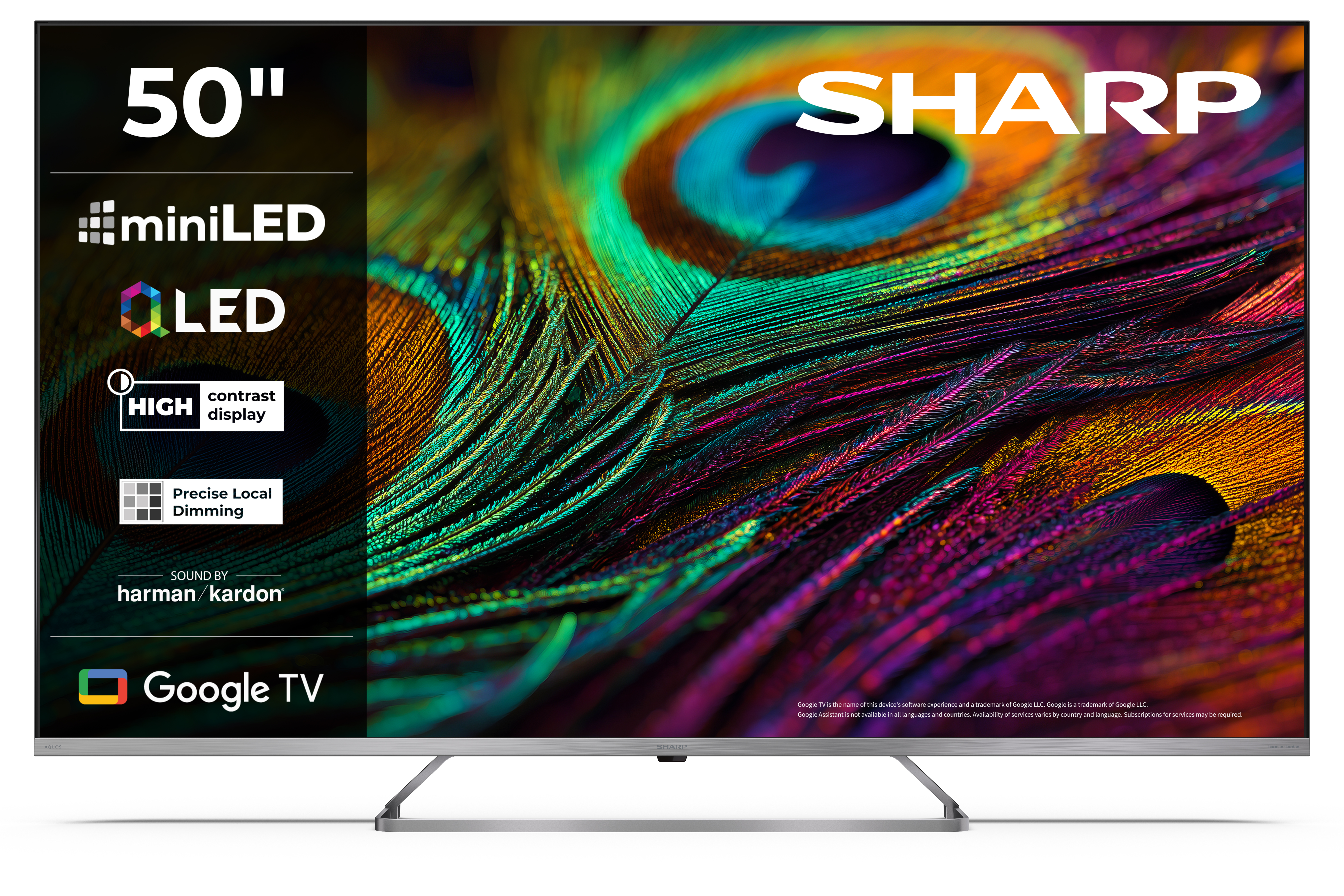 Sharp 4K QLED MiniLED TV - 50JP7265E - 50 - Smart TV - Google TV - UHD - Silver