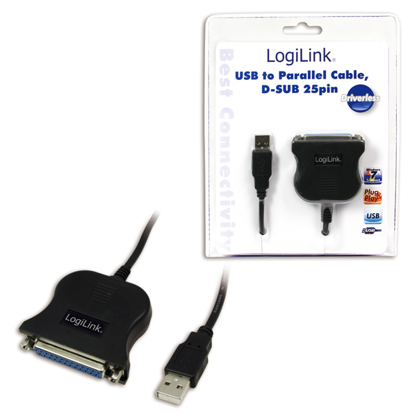Logilink - USB 2.0 adapter to Paralel (LPT)  DB25 , 1,8m - USB-A to LPT USB A male - DB25
